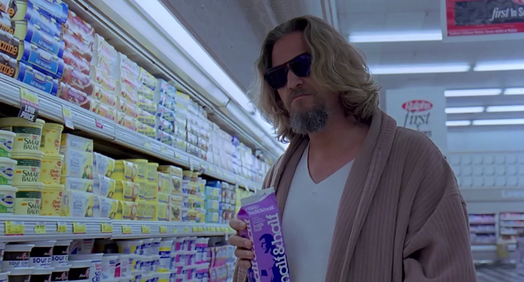The Dude from The Big Lebowski in a bathrobe