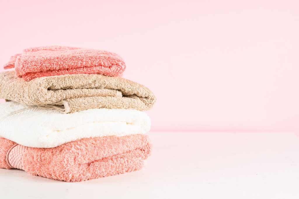 Stacked towels on a table